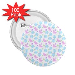 Cats And Flowers 2 25  Buttons (100 Pack)  by snowwhitegirl