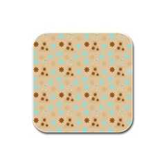 Beige Dress Rubber Square Coaster (4 Pack) 