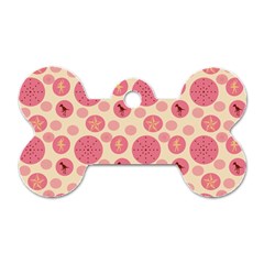 Cream Retro Dots Dog Tag Bone (two Sides)