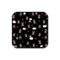 Groundhog Day Pattern Rubber Square Coaster (4 Pack)  by Valentinaart