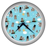 Groundhog Day Pattern Wall Clocks (Silver)  Front