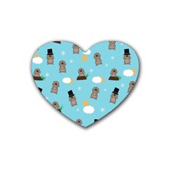 Groundhog Day Pattern Heart Coaster (4 Pack)  by Valentinaart
