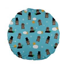 Groundhog Day Pattern Standard 15  Premium Flano Round Cushions by Valentinaart