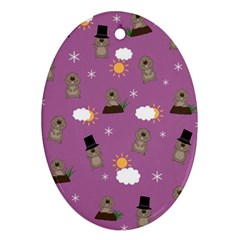 Groundhog Day Pattern Ornament (Oval)