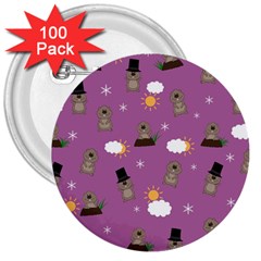 Groundhog Day Pattern 3  Buttons (100 pack) 