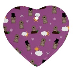 Groundhog Day Pattern Heart Ornament (Two Sides)