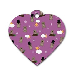 Groundhog Day Pattern Dog Tag Heart (Two Sides)