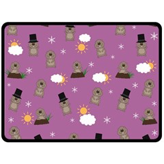 Groundhog Day Pattern Fleece Blanket (Large) 