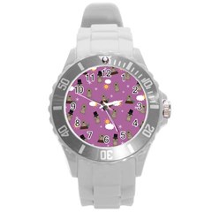 Groundhog Day Pattern Round Plastic Sport Watch (L)