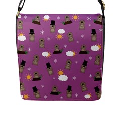 Groundhog Day Pattern Flap Messenger Bag (L) 