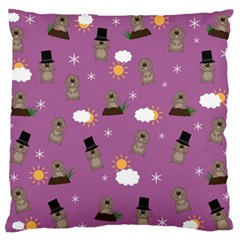 Groundhog Day Pattern Large Flano Cushion Case (One Side)