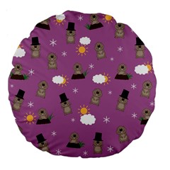 Groundhog Day Pattern Large 18  Premium Flano Round Cushions