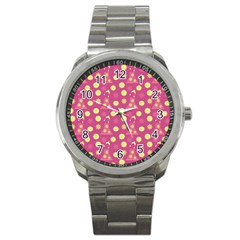 Yellow Flowers Dress Sport Metal Watch