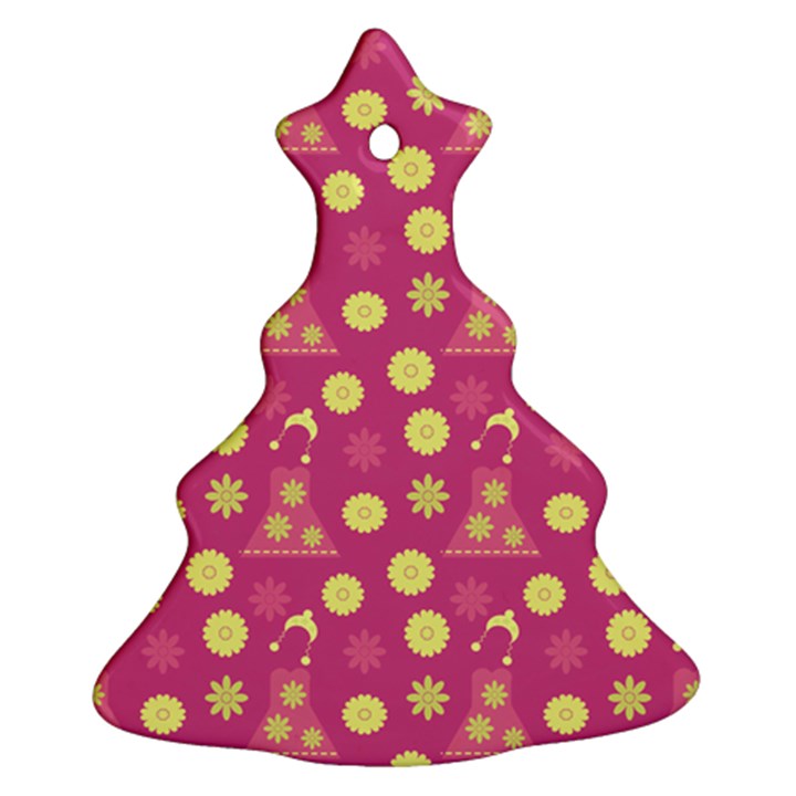 Yellow Flowers Dress Christmas Tree Ornament (Two Sides)