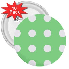 Lime Dot 3  Buttons (10 Pack) 