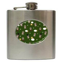 Groundhog Day Pattern Hip Flask (6 oz)