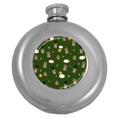 Groundhog Day Pattern Round Hip Flask (5 oz)