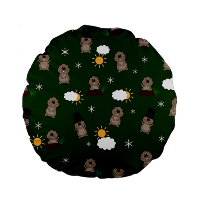 Groundhog Day Pattern Standard 15  Premium Round Cushions