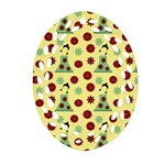 Green Dress Yellow Oval Filigree Ornament (Two Sides) Front