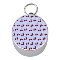 Blue Cherries Mini Silver Compasses