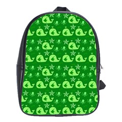 Green Sea Whales School Bag (large)