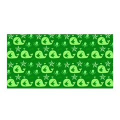 Green Sea Whales Satin Wrap