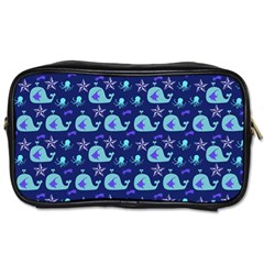 Blue Sea Whales Toiletries Bags 2-side by snowwhitegirl