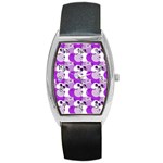Purple Cherry Dots Barrel Style Metal Watch Front