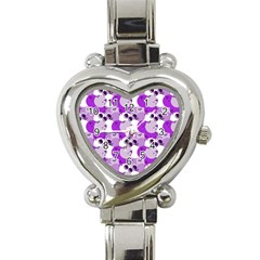 Purple Cherry Dots Heart Italian Charm Watch