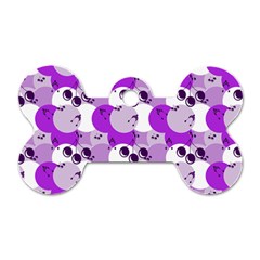 Purple Cherry Dots Dog Tag Bone (two Sides)