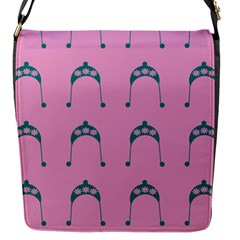 Pink Flower Teal Hat Flap Messenger Bag (s)