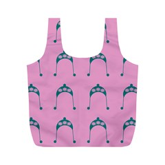 Pink Flower Teal Hat Full Print Recycle Bags (m)  by snowwhitegirl