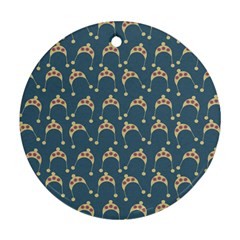 Teal Beige Hats Ornament (round)