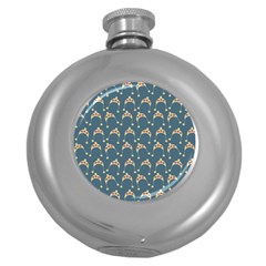 Teal Beige Hats Round Hip Flask (5 Oz)