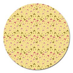 Hats Pink Beige Magnet 5  (round)