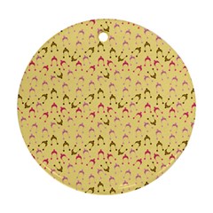 Hats Pink Beige Round Ornament (two Sides) by snowwhitegirl