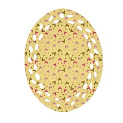 Hats Pink Beige Oval Filigree Ornament (two Sides)