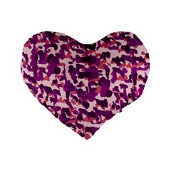 Pink Camo Standard 16  Premium Flano Heart Shape Cushions by snowwhitegirl