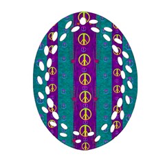 Peace Be With Us This Wonderful Year In True Love Ornament (oval Filigree) by pepitasart