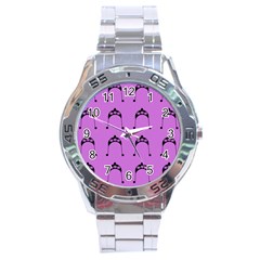 Violet Flower Hat Stainless Steel Analogue Watch