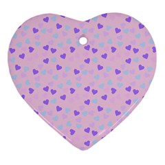 Blue Pink Hearts Heart Ornament (two Sides)