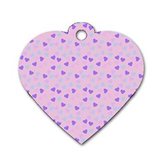 Blue Pink Hearts Dog Tag Heart (two Sides)
