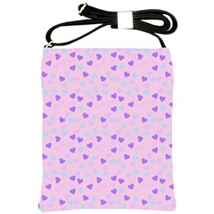 Blue Pink Hearts Shoulder Sling Bags by snowwhitegirl