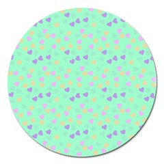 Minty Hearts Magnet 5  (round) by snowwhitegirl