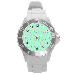 Minty Hearts Round Plastic Sport Watch (l) by snowwhitegirl