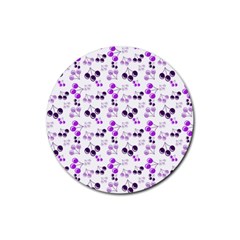 Purple Cherries Rubber Round Coaster (4 Pack)  by snowwhitegirl