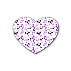 Purple Cherries Rubber Coaster (heart)  by snowwhitegirl