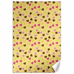 Beige Hearts Canvas 24  X 36 