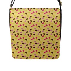 Beige Hearts Flap Messenger Bag (l)  by snowwhitegirl