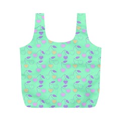 Mint Heart Cherries Full Print Recycle Bags (m) 